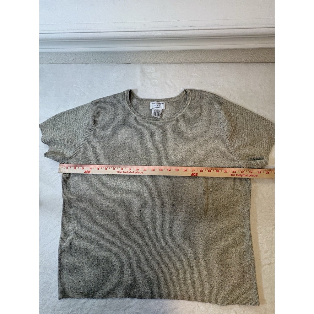 VTG Covington‎ Womens 24/26W Gold Metallic Thread Ribbed Short Sleeve Sweater - Picture 8 of 11